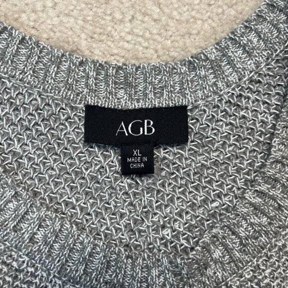 AGB Sweater Knit Chevron Stripe High Low Hem Gray Black Ombre Size XLarge Winter - Picture 3 of 8